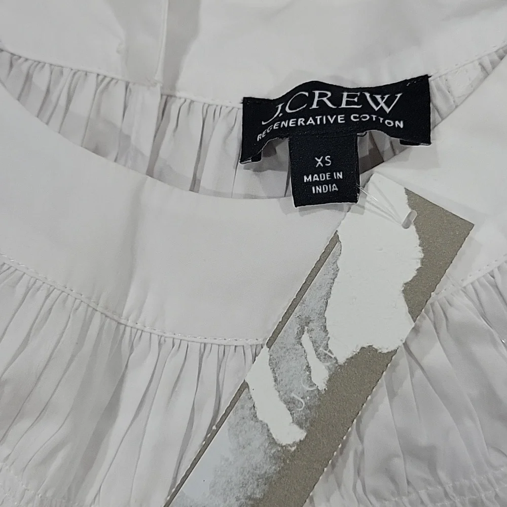 J Crew Smock-neck puff-sleeve top in cotton poplin| NWT |Sz XS